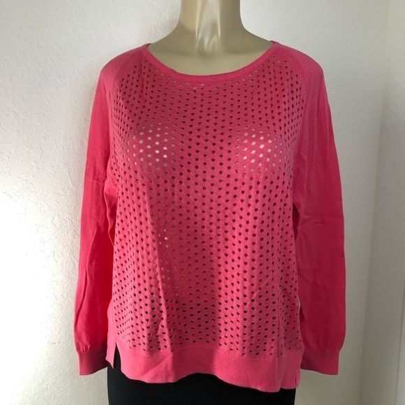 Gap Oversize Pink Long Sleeve Tee Open Holes  S - Picture 1 of 6